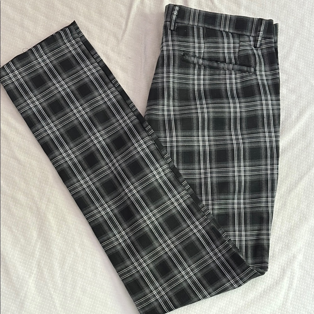 Men's Black Plaid Dress Pants